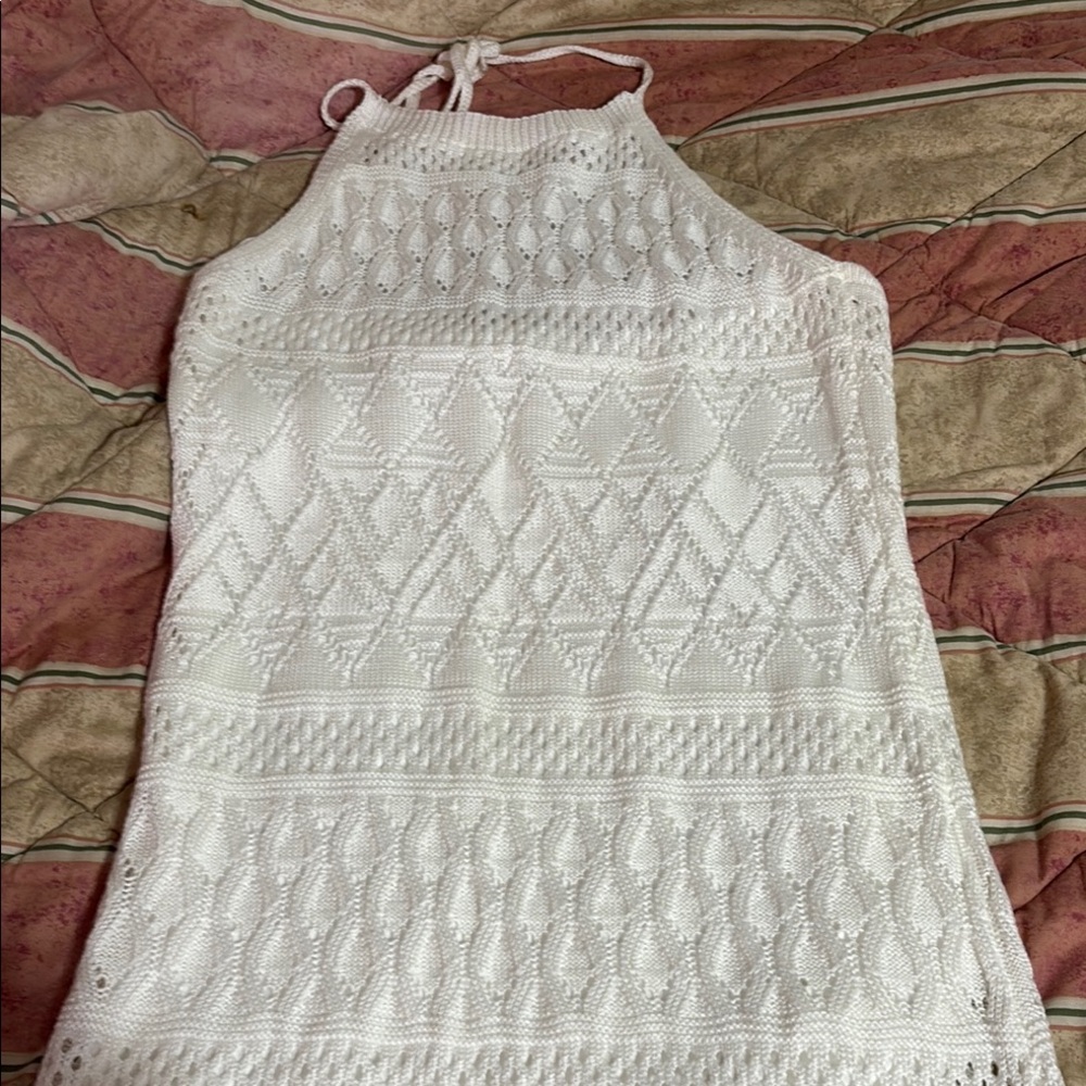 White Knit maxi Halter dress size xl